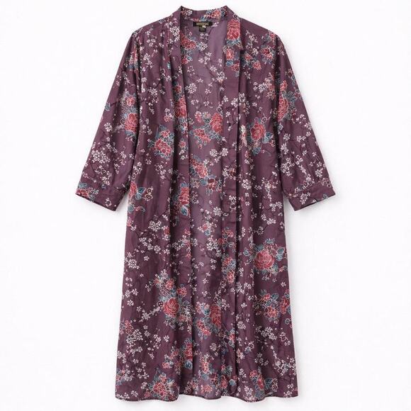 Other Other - Silk like kimono Style Mauve floral elegant luxury Cottagecore Cherry Blossom
